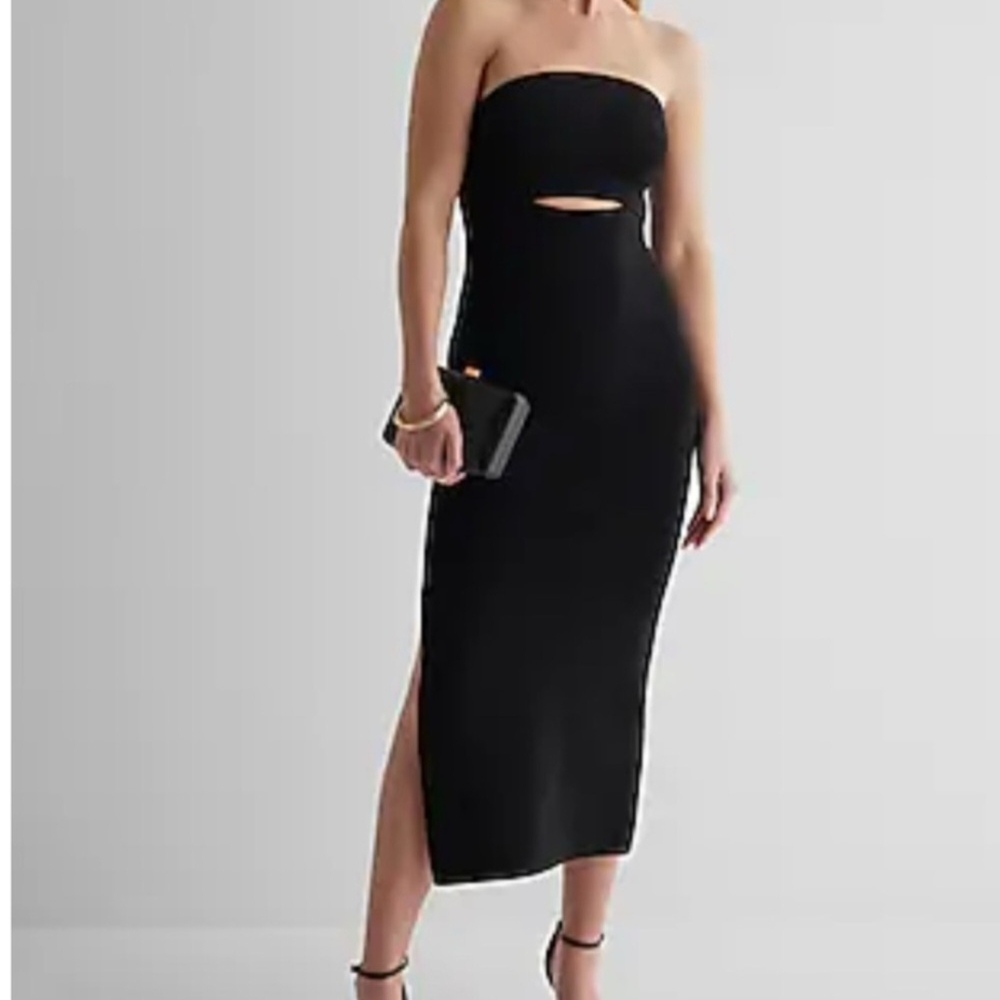 Express Black Strapless Cutout Dress